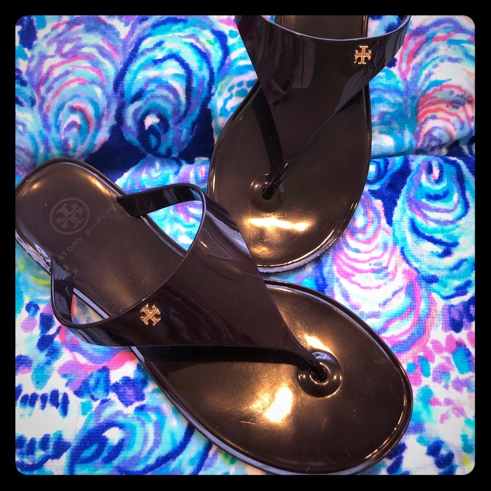 Like New Tory Burch Dark Purple Jelly Sandals Sz 7